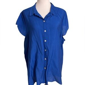 dressbarn Royal Blue Button-Down Shirt